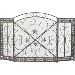 imageDeco 79 Metal Living Room Fireplace Screen Fire Spark Guard Screen 52quot x 1quot x 31quot Green