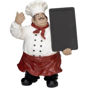imageDeco 79 Polystone Chef Decorative Sculpture Kitchen Decorative Figurine Home Decor Statues with Chalkboard Signs Set of 2 Accent Figurines 5quot W 8quot H WhiteMulti Colored