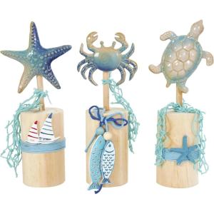 imageDeco 79 Polystone Starfish Decorative Sculpture Textured Home Decor Statue with Copper Stand Accent Figurine 8quot x 4quot x 12quot PinkBlue