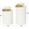 imageDeco 79 Ceramic Living Room Decorative Jars Decorative Container with Abstract Spotted Pattern and Gold Leaf Accents Set of 2 Jar with Lid 11quot 9quot H White