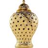 imageDeco 79 Ceramic Living Room Decorative Jars Decorative Container with Geometric Cutout Design and Lid Jar with Lid 10quot x 10quot x 18quot GoldGold