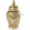 imageDeco 79 Ceramic Living Room Decorative Jars Decorative Container with Geometric Cutout Design and Lid Jar with Lid 10quot x 10quot x 18quot GoldGold