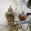 imageDeco 79 Ceramic Living Room Decorative Jars Decorative Container with Geometric Cutout Design and Lid Jar with Lid 10quot x 10quot x 18quot GoldGold