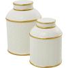 imageDeco 79 Ceramic Living Room Decorative Jars Decorative Container with Gold Accents Set of 2 Jar with Lid 10quotW 8quotH White