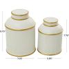 imageDeco 79 Ceramic Living Room Decorative Jars Decorative Container with Gold Accents Set of 2 Jar with Lid 10quotW 8quotH White