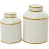 imageDeco 79 Ceramic Living Room Decorative Jars Decorative Container with Gold Accents Set of 2 Jar with Lid 10quotW 8quotH White