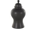 imageDeco 79 Ceramic Living Room Decorative Jars Rounded Hourglass Decorative Container with Lid and Ball Knob Jar with Lid 12quot x 12quot x 25quot BlackBlack