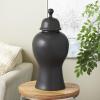 imageDeco 79 Ceramic Living Room Decorative Jars Rounded Hourglass Decorative Container with Lid and Ball Knob Jar with Lid 12quot x 12quot x 25quot BlackBlack
