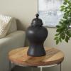 imageDeco 79 Ceramic Living Room Decorative Jars Rounded Hourglass Decorative Container with Lid and Ball Knob Jar with Lid 12quot x 12quot x 25quot BlackBlack