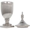 imageDeco 79 Ceramic Living Room Decorative Jars Tall Decorative Container with Grooves Jar with Lid 12quot x 12quot x 32quot Silver