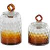imageDeco 79 Glass Geometric Living Room Decorative Jars Faceted Ombre Decorative Container with Diamond Knobs Set of 2 Jar with Lid 9quot 7quotH Dark BlueOrange