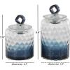 imageDeco 79 Glass Geometric Living Room Decorative Jars Faceted Ombre Decorative Container with Diamond Knobs Set of 2 Jar with Lid 9quot 7quotH Dark BlueDark Blue