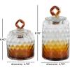 imageDeco 79 Glass Geometric Living Room Decorative Jars Faceted Ombre Decorative Container with Diamond Knobs Set of 2 Jar with Lid 9quot 7quotH Dark BlueOrange