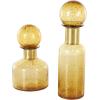 imageDeco 79 Glass Living Room Decorative Jars Speckled Ombre Decorative Container with Round Orb Tops Set of 2 Jar with Lid 14quot 10quotH YellowYellow