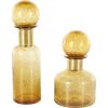 imageDeco 79 Glass Living Room Decorative Jars Speckled Ombre Decorative Container with Round Orb Tops Set of 2 Jar with Lid 14quot 10quotH YellowYellow