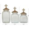 imageDeco 79 Glass Round Decorative Jars Set of 3 15quot 13quot 11quot H Clear