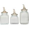imageDeco 79 Glass Round Decorative Jars Set of 3 15quot 13quot 11quotH Clear