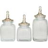 imageDeco 79 Glass Round Decorative Jars Set of 3 15quot 13quot 11quotH Clear