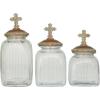 imageDeco 79 Glass Round Decorative Jars Set of 3 15quot 13quot 11quot H Clear