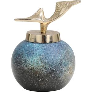 imageDeco 79 Glass Abstract Galaxy Inspired Decorative Jars with Gold Wave Designed Top 5quot x 5quot x 7quot Blue