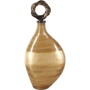 imageDeco 79 Glass Living Room Decorative Jars Brushed Ombre Decorative Container with Speckled Gold and Bronze Ring Top Jar with Lid 9quot x 4quot x 19quot Light BrownLight Brown