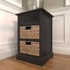 imageDeco 79 Wood Storage Unit 2 Seagrass Basket and 1 Drawer  16quot x 13quot x 28quot TealBlack