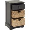 imageDeco 79 Wood Storage Unit 2 Seagrass Basket and 1 Drawer  16quot x 13quot x 28quot TealBlack