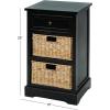 imageDeco 79 Wood Storage Unit 2 Seagrass Basket and 1 Drawer  16quot x 13quot x 28quot TealBlack