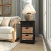 imageDeco 79 Wood Storage Unit 2 Seagrass Basket and 1 Drawer  16quot x 13quot x 28quot TealBlack