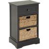 imageDeco 79 Wood Storage Unit 2 Seagrass Basket and 1 Drawer  16quot x 13quot x 28quot TealBlack