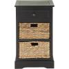 imageDeco 79 Wood Storage Unit 2 Seagrass Basket and 1 Drawer  16quot x 13quot x 28quot TealBlack