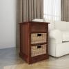 imageDeco 79 Wood Storage Unit 2 Seagrass Basket and 1 Drawer  16quot x 13quot x 28quot TealBrown