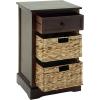 imageDeco 79 Wood Storage Unit 2 Seagrass Basket and 1 Drawer  16quot x 13quot x 28quot TealBrown