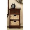 imageDeco 79 Wood Storage Unit 2 Seagrass Basket and 1 Drawer  16quot x 13quot x 28quot TealBrown