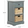 imageDeco 79 Wood Storage Unit 2 Seagrass Basket and 1 Drawer  16quot x 13quot x 28quot TealTeal