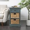 imageDeco 79 Wood Storage Unit 2 Seagrass Basket and 1 Drawer  16quot x 13quot x 28quot TealTeal