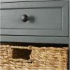 imageDeco 79 Wood Storage Unit 2 Seagrass Basket and 1 Drawer  16quot x 13quot x 28quot TealTeal