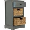 imageDeco 79 Wood Storage Unit 2 Seagrass Basket and 1 Drawer  16quot x 13quot x 28quot TealTeal