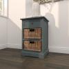 imageDeco 79 Wood Storage Unit 2 Seagrass Basket and 1 Drawer  16quot x 13quot x 28quot TealTeal