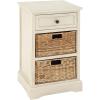 imageDeco 79 Wood Storage Unit 2 Seagrass Basket and 1 Drawer  16quot x 13quot x 28quot TealWhite