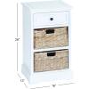 imageDeco 79 Wood Storage Unit 2 Seagrass Basket and 1 Drawer  16quot x 13quot x 28quot TealWhite