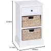 imageDeco 79 Wood Storage Unit 2 Seagrass Basket and 1 Drawer  16quot x 13quot x 28quot TealWhite
