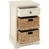 imageDeco 79 Wood Storage Unit 2 Seagrass Basket and 1 Drawer  16quot x 13quot x 28quot TealWhite