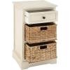 imageDeco 79 Wood Storage Unit 2 Seagrass Basket and 1 Drawer  16quot x 13quot x 28quot TealWhite