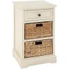 imageDeco 79 Wood Storage Unit 2 Seagrass Basket and 1 Drawer  16quot x 13quot x 28quot TealWhite