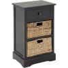 imageDeco 79 Wood Storage Unit 2 Seagrass Basket and 1 Drawer  16quot x 13quot x 28quot TealBlack