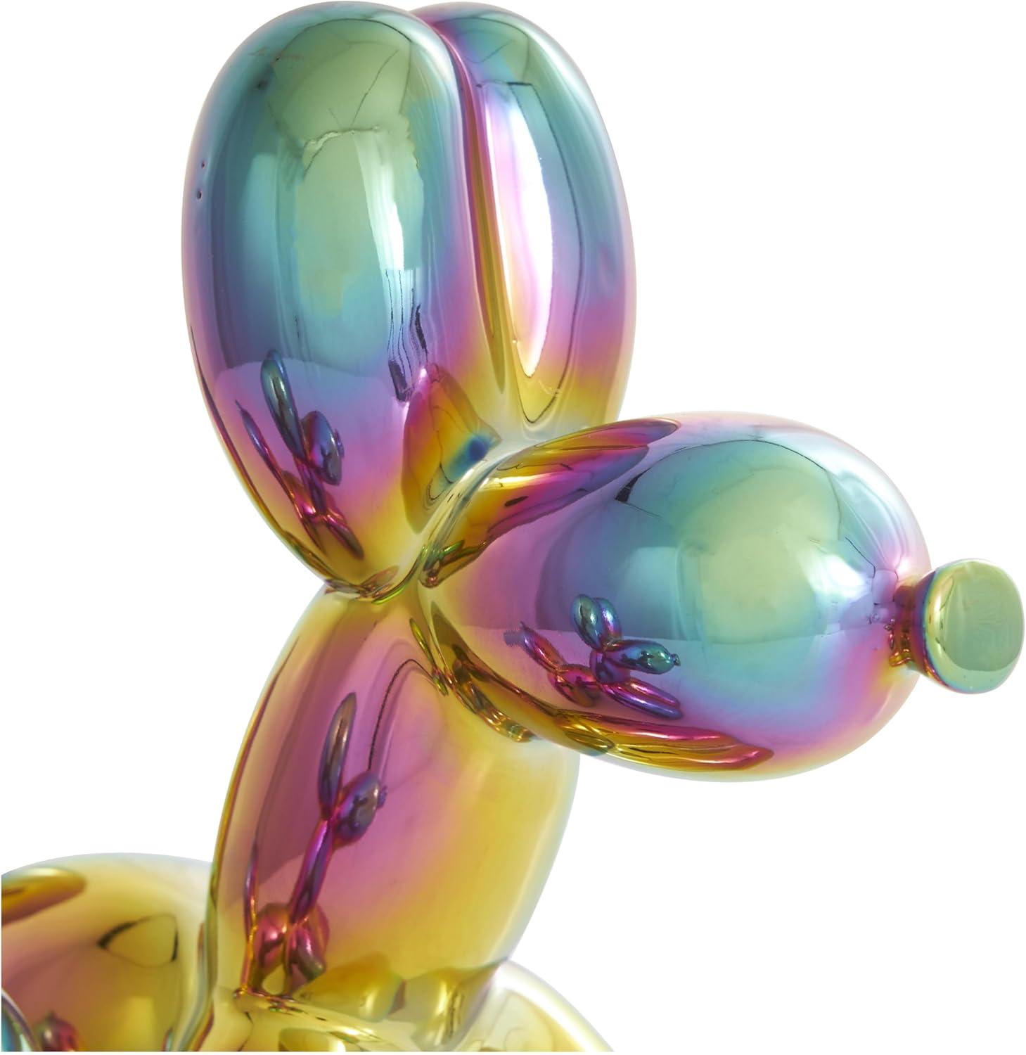 imageDeco 79 Ceramic Dog Decorative Sculpture Balloon Home Decor Statues with Rainbow Shimmer Finish Set of 2 Accent Figurines 9quot 7quotH Multi ColoredMulticolor