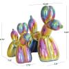 imageDeco 79 Ceramic Dog Decorative Sculpture Balloon Home Decor Statues with Rainbow Shimmer Finish Set of 2 Accent Figurines 9quot 7quotH Multi ColoredMulticolor