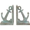imageDeco 79 Polystone Anchor Decorative Bookends Distressed Patina Non Skid Bookends with Gold Foil Accents Set of 2 Office Bookends4W 8H Blue2 PIECES SMALL SIZE
