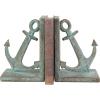 imageDeco 79 Polystone Anchor Decorative Bookends Distressed Patina Non Skid Bookends with Gold Foil Accents Set of 2 Office Bookends4W 8H Blue2 PIECES SMALL SIZE